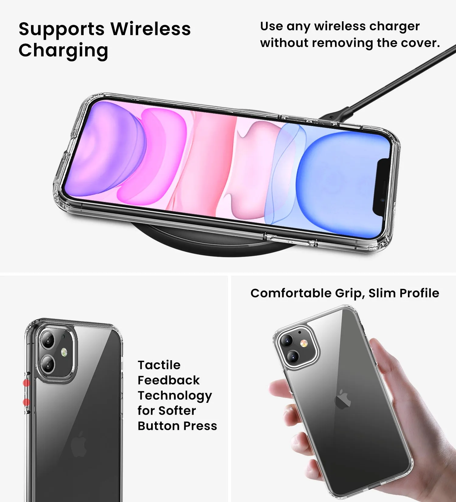 Ice Crystal Series Hybrid Scratch-Resistant Transparent PC Military Grade TPU Case for Apple iPhone 11, 6.1 inch, Crystal Clear