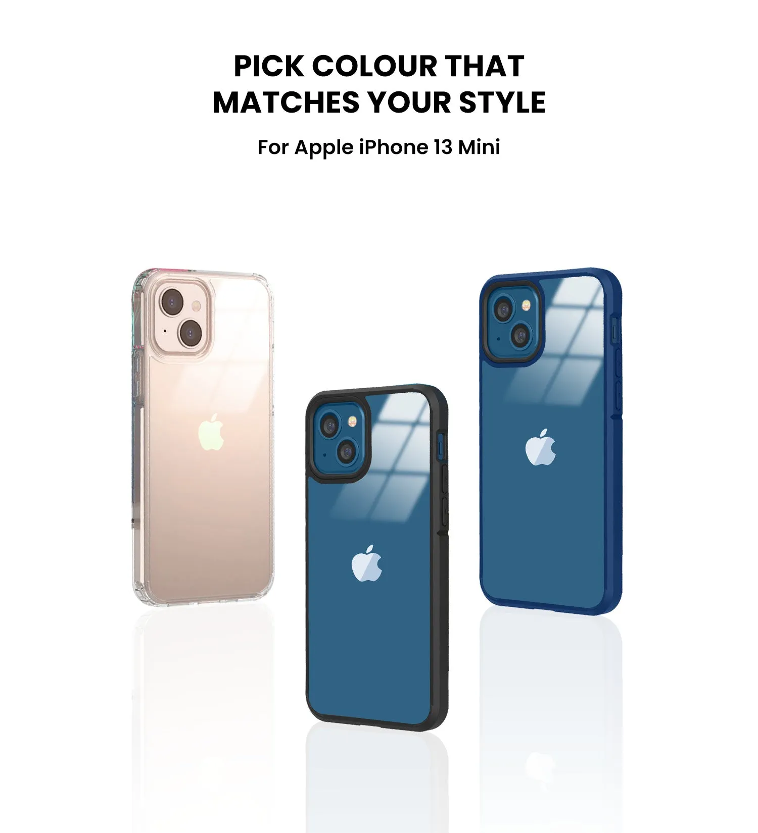 Ice Crystal Series Hybrid Scratch-Resistant Transparent PC Military Grade TPU Case for Apple iPhone 13 Mini, 5.4 inch, Crystal Clear