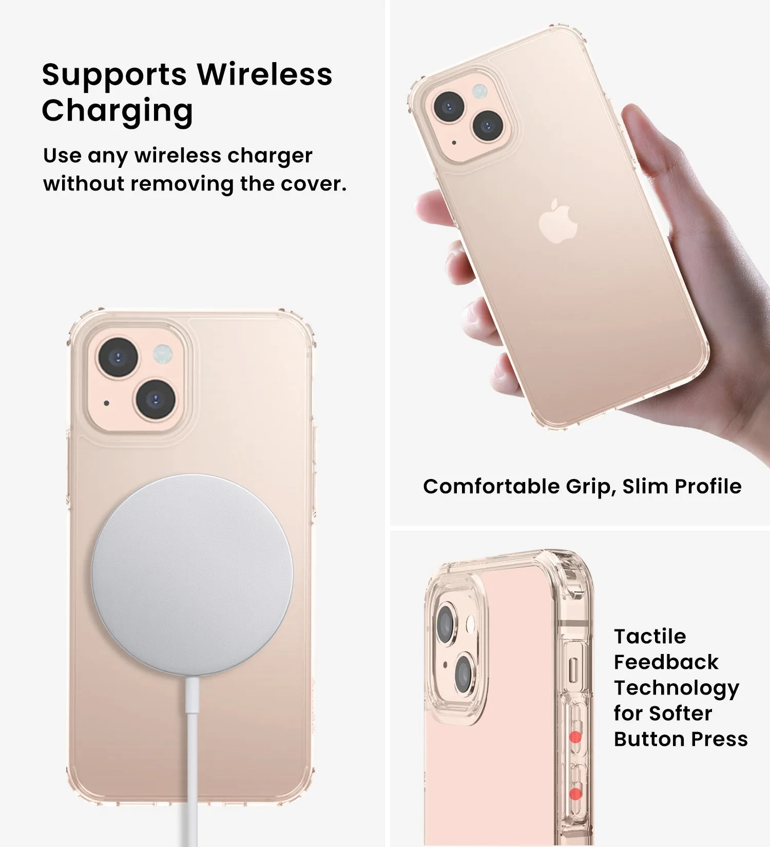 Ice Crystal Series Hybrid Scratch-Resistant Transparent PC Military Grade TPU Case for Apple iPhone 13 Mini, 5.4 inch, Crystal Clear