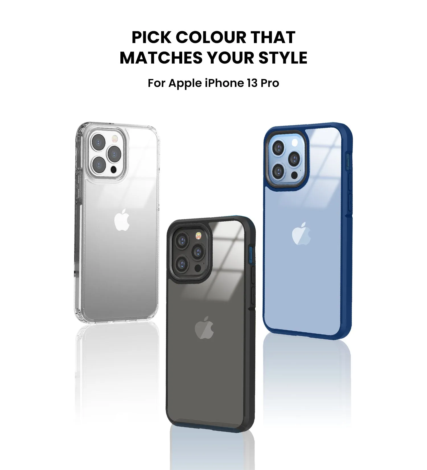 Ice Crystal Series Hybrid Scratch-Resistant Transparent PC Military Grade TPU Case for Apple iPhone 13 Pro, 6.1 inch, Crystal Clear