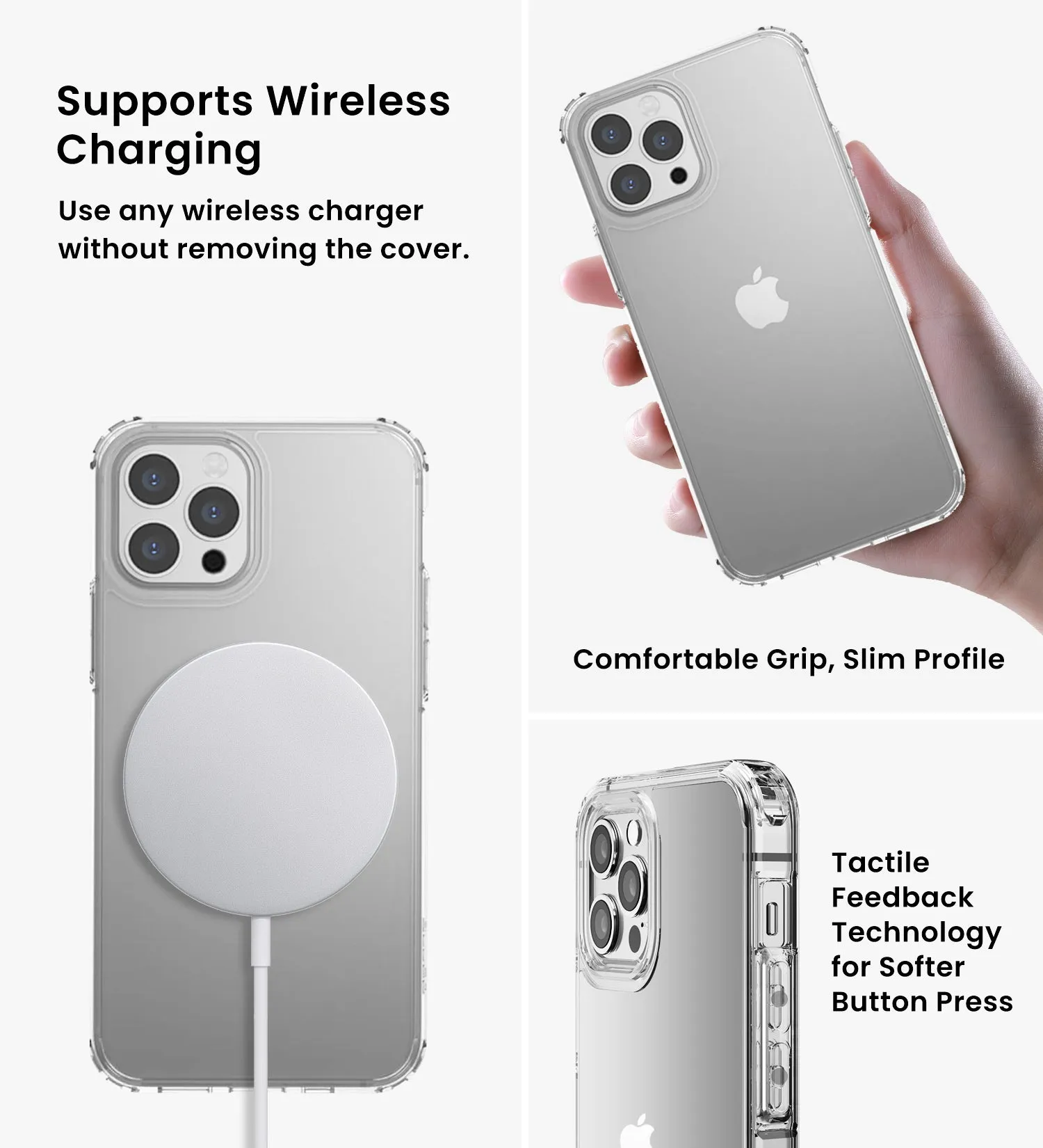 Ice Crystal Series Hybrid Scratch-Resistant Transparent PC Military Grade TPU Case for Apple iPhone 13 Pro Max, 6.7 inch, Crystal Clear