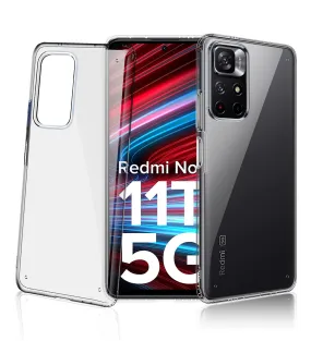 Ice Crystal Series Hybrid Scratch-Resistant Yellow Resistant Transparent PC Military Grade TPU Back Cover for Redmi Note 11T 5G, Poco M4 Pro 5G, 6.6 inch, Black Clear
