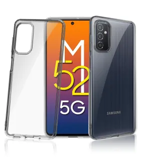 Ice Crystal Series Hybrid Scratch-Resistant Yellow Resistant Transparent PC Military Grade TPU Back Cover for Samsung Galaxy M52 5G, 6.7 inch, Black Clear