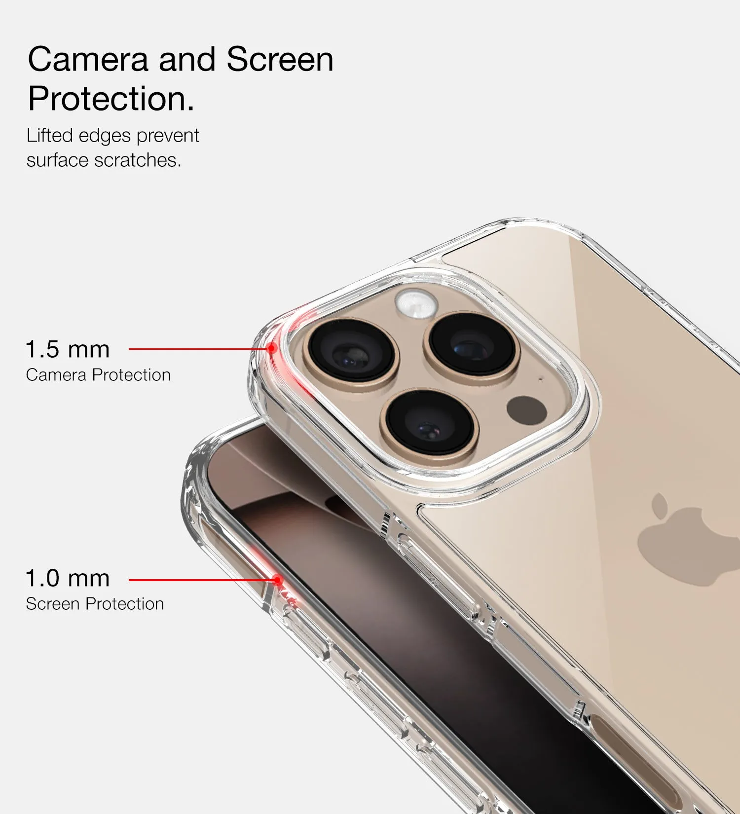 Ice Crystal Series Hybrid Transparent PC Military Grade TPU Back Cover for Apple iPhone 16 Pro, 6.3 inch, Crystal Clear