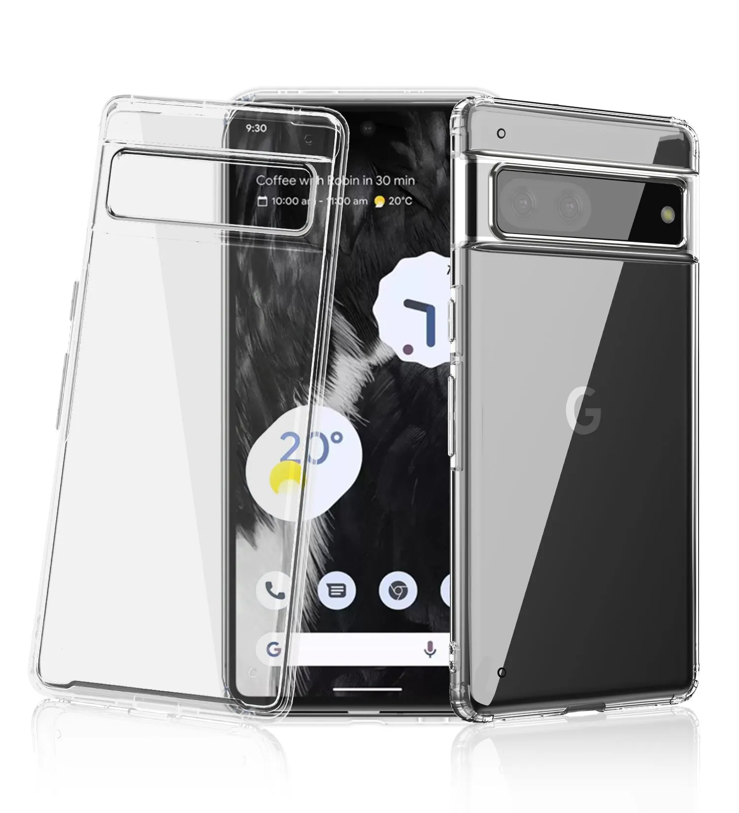 Ice Crystal Series Hybrid Transparent PC Military Grade TPU Back Cover for Google Pixel 7 5G, 6.3 inch, Crystal Clear
