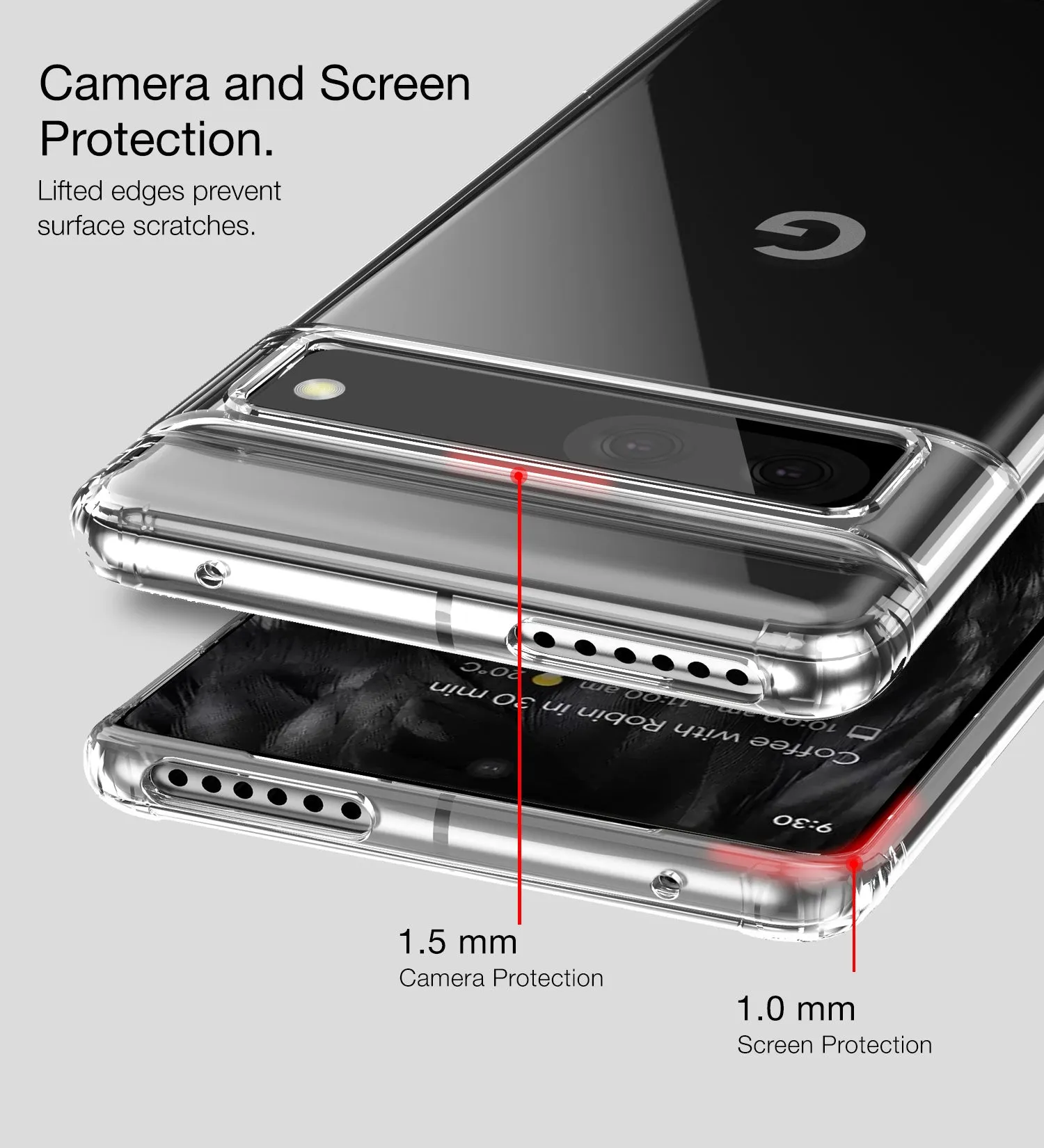 Ice Crystal Series Hybrid Transparent PC Military Grade TPU Back Cover for Google Pixel 7 5G, 6.3 inch, Crystal Clear