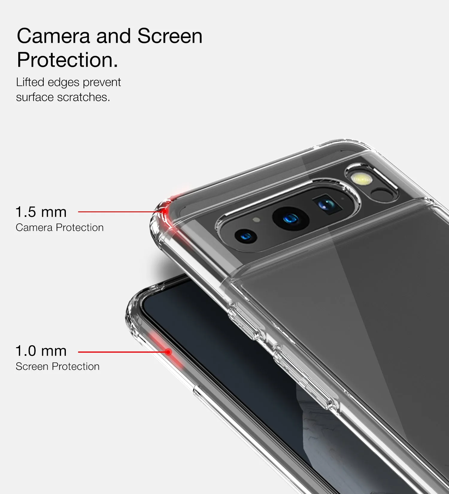 Ice Crystal Series Hybrid Transparent PC Military Grade TPU Back Cover for Google Pixel 8 Pro 5G, 6.7 inch, Crystal Clear