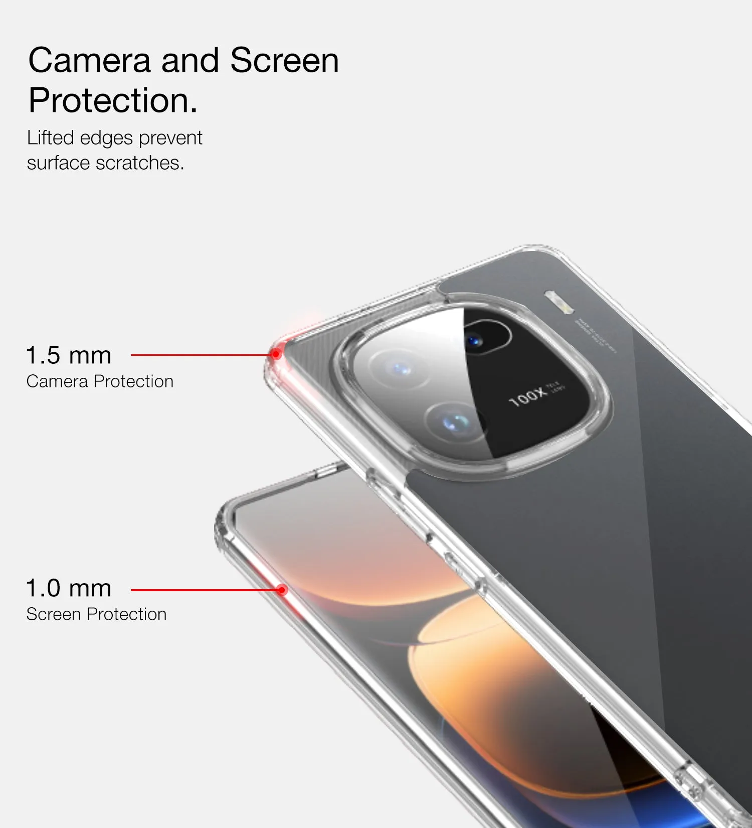 Ice Crystal Series Hybrid Transparent PC Military Grade TPU Back Cover for IQOO 12 5G, 6.78 inch, Crystal Clear