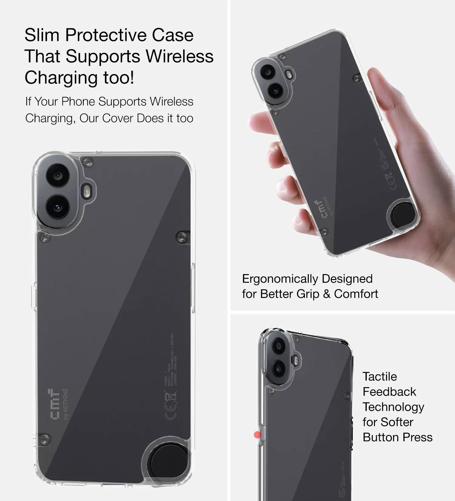 Ice Crystal Series Hybrid Transparent PC Military Grade TPU Back Cover for Nothing CMF Phone 1 5G, 6.67 inch, Crystal Clear