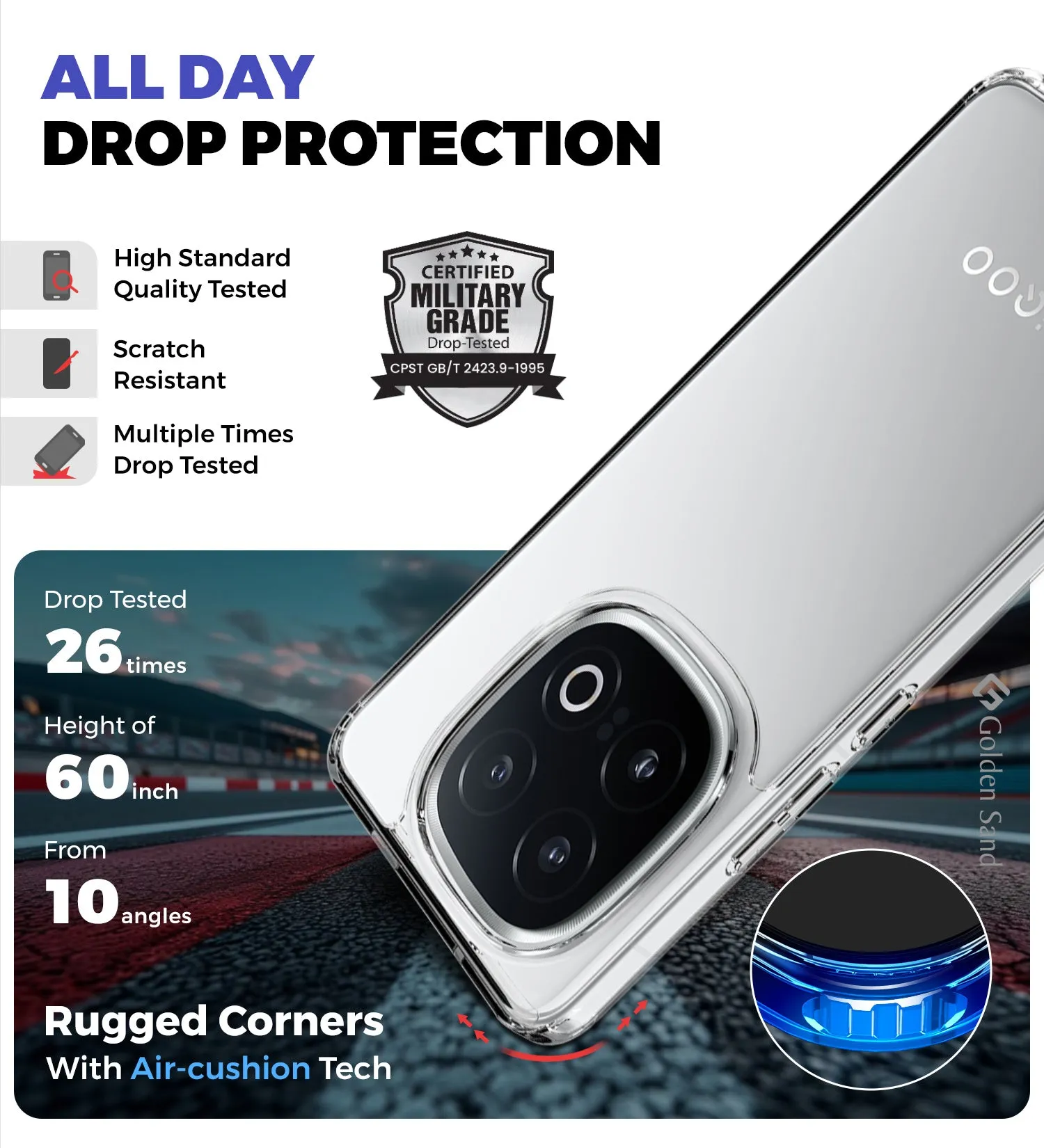 Ice Crystal Series Hybrid Transparent PC Military Grade TPU Back Cover for OnePlus 13 5G, 6.82 inch, Crystal Clear