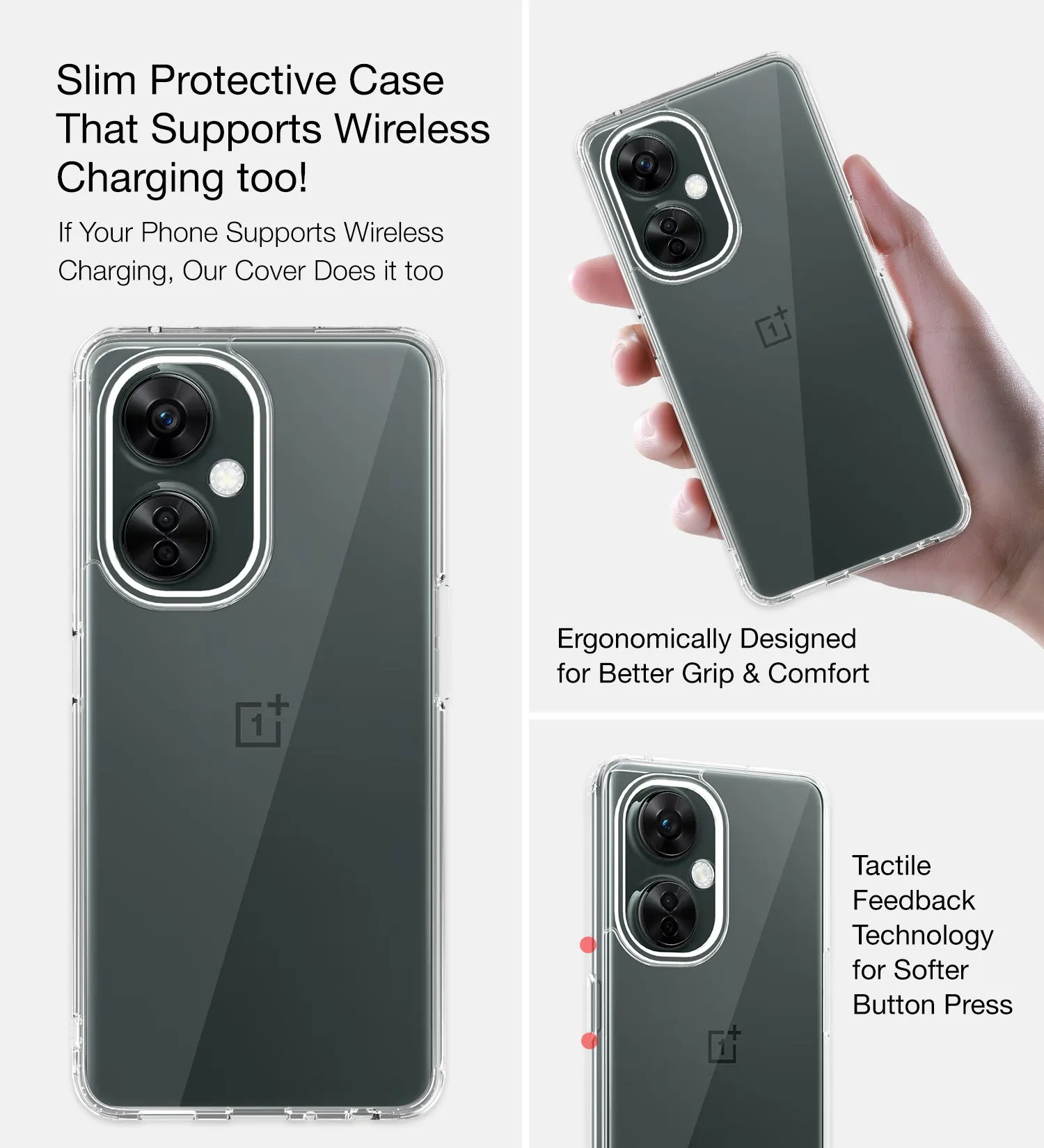 Ice Crystal Series Hybrid Transparent PC Military Grade TPU Back Cover for OnePlus Nord CE 3 Lite 5G, 6.72 inch, Crystal Clear
