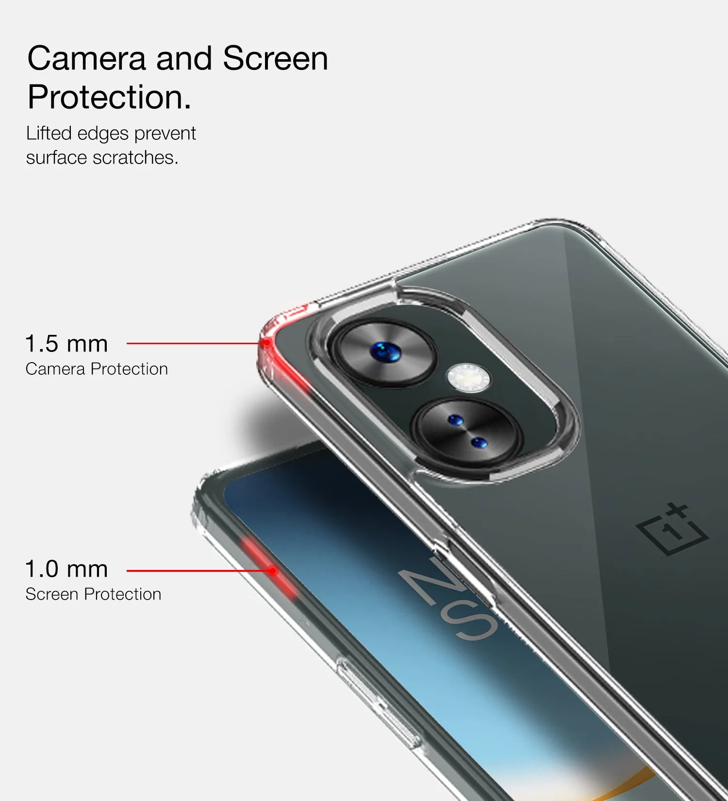 Ice Crystal Series Hybrid Transparent PC Military Grade TPU Back Cover for OnePlus Nord CE 3 Lite 5G, 6.72 inch, Crystal Clear