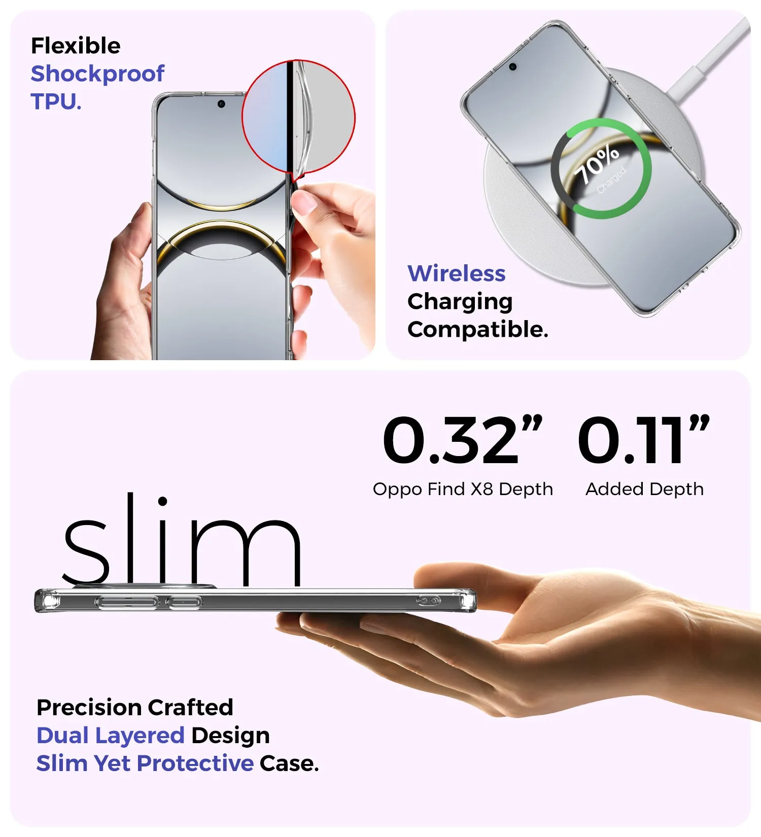 Ice Crystal Series Hybrid Transparent PC Military Grade TPU Back Cover for Oppo Find X8 5G, 6.59 inch, Crystal Clear