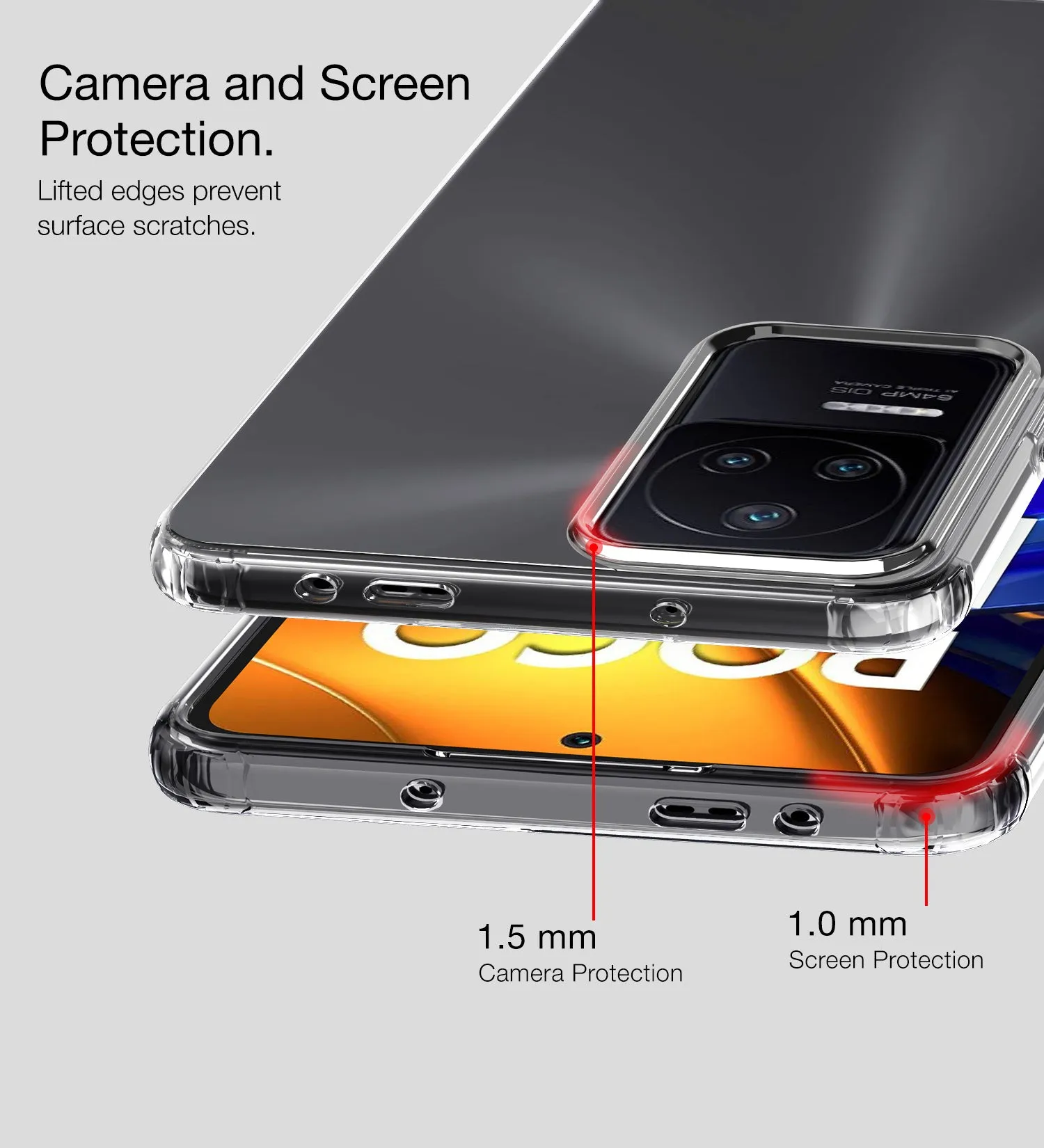 Ice Crystal Series Hybrid Transparent PC Military Grade TPU Back Cover for POCO F4 5G, 6.67 inch, Crystal Clear