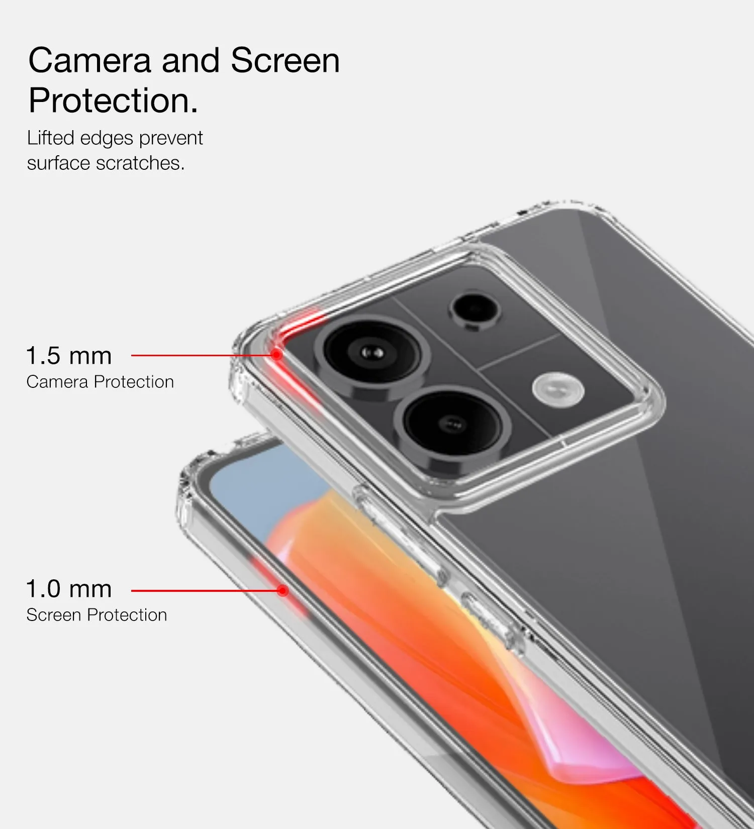 Ice Crystal Series Hybrid Transparent PC Military Grade TPU Back Cover for Redmi Note 13 Pro 5G, POCO X6 5G, 6.67 inch, Crystal Clear