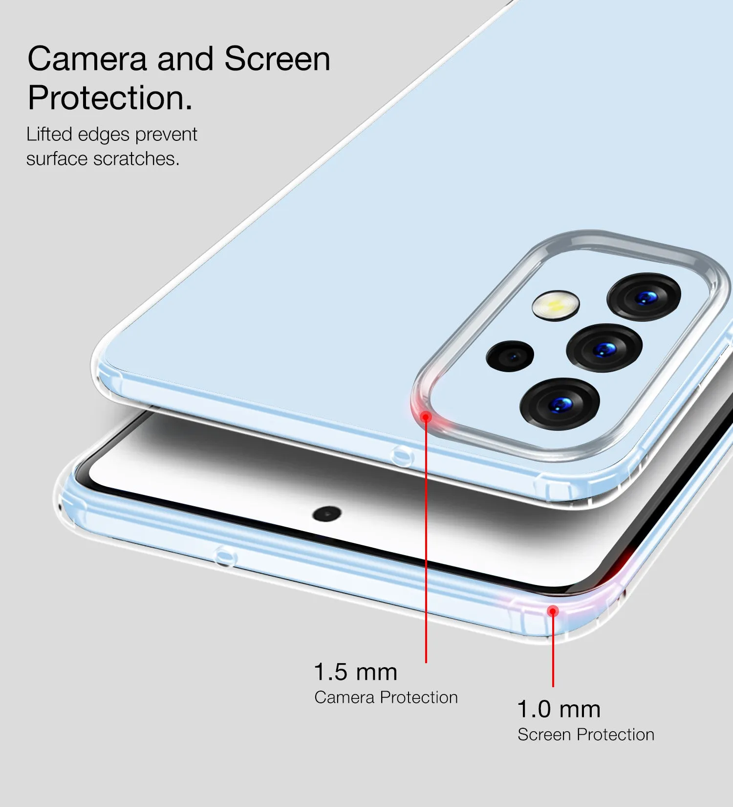 Ice Crystal Series Hybrid Transparent PC Military Grade TPU Back Cover for Samsung Galaxy A53 5G, 6.5 inch, Crystal Clear