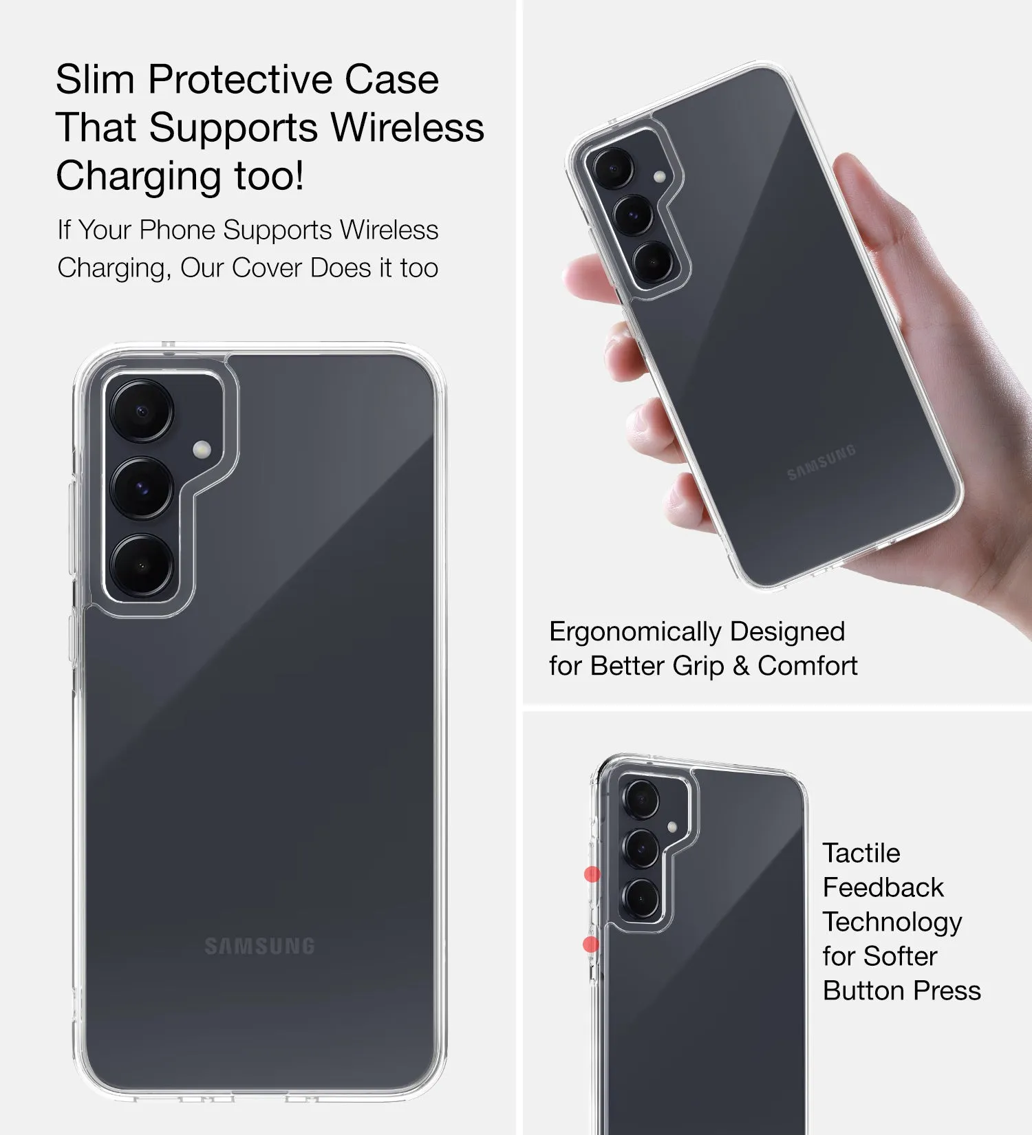Ice Crystal Series Hybrid Transparent PC Military Grade TPU Back Cover for Samsung Galaxy A55 5G, 6.6 inch, Crystal Clear