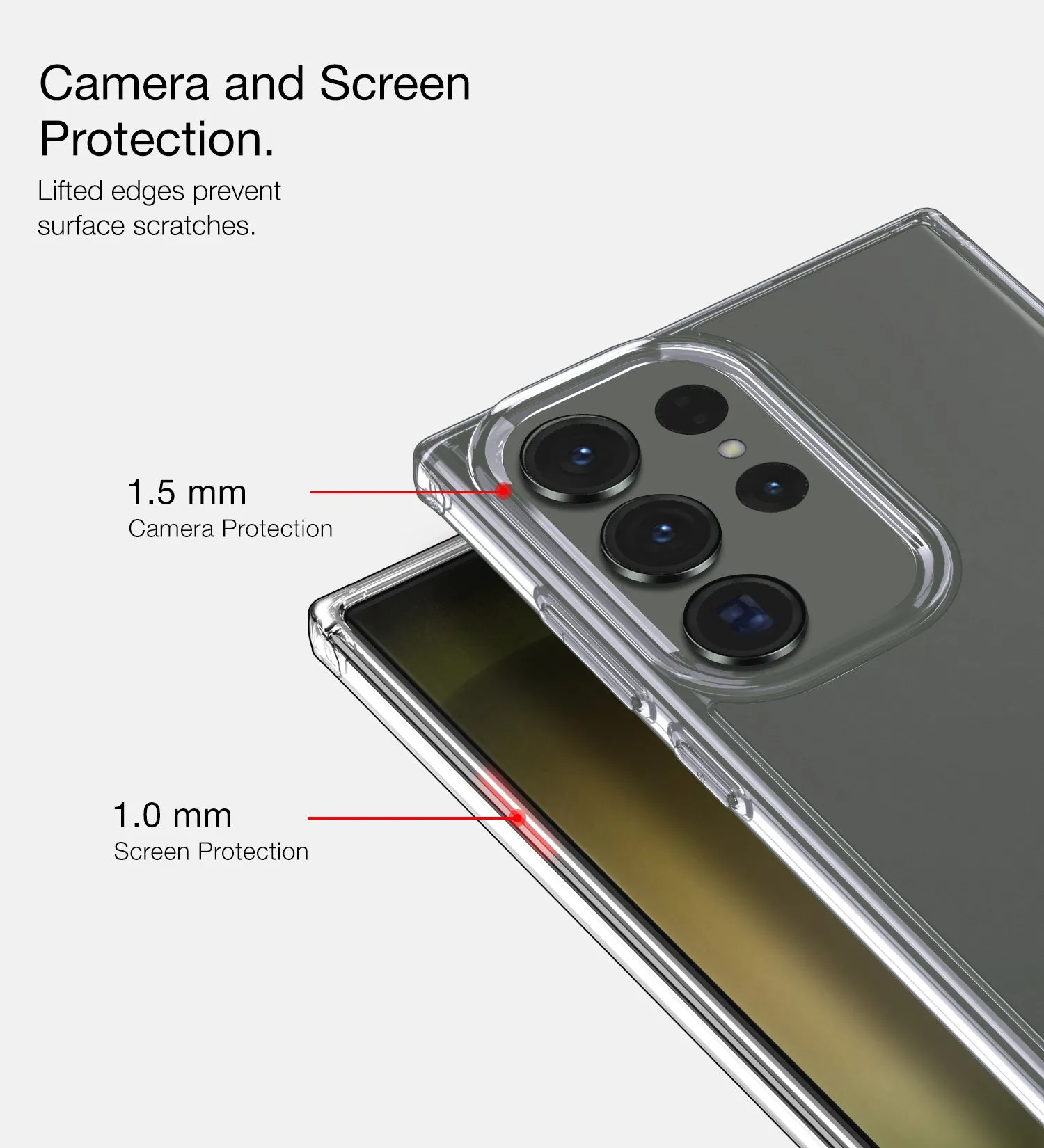 Ice Crystal Series Hybrid Transparent PC Military Grade TPU Back Cover for Samsung Galaxy S23 Ultra 5G, 6.8 inch, Crystal Clear