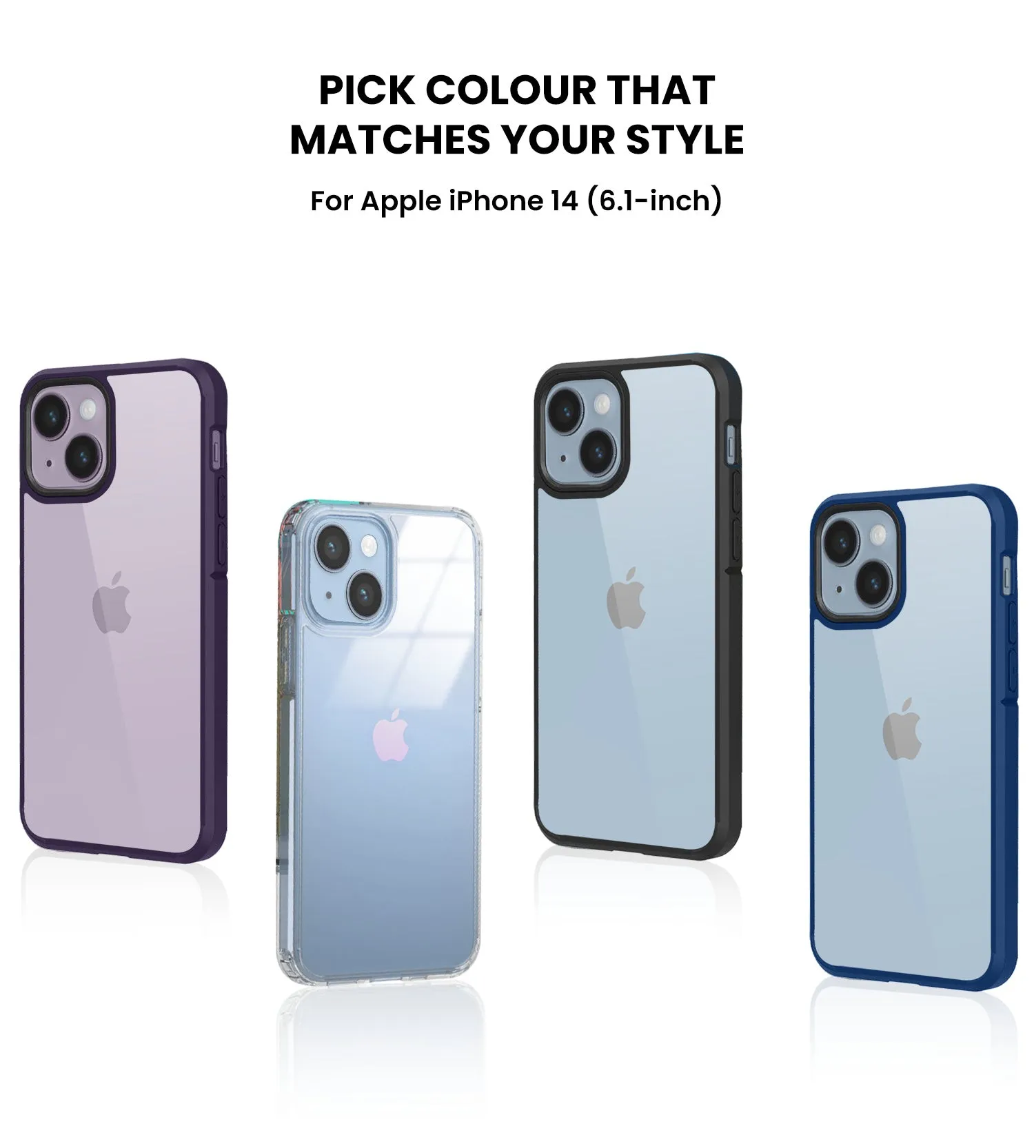 Ice Crystal Series Hybrid Yellow Resistant Transparent PC Military Grade TPU Back Cover for Apple iPhone 14, 6.1 inch, Purple