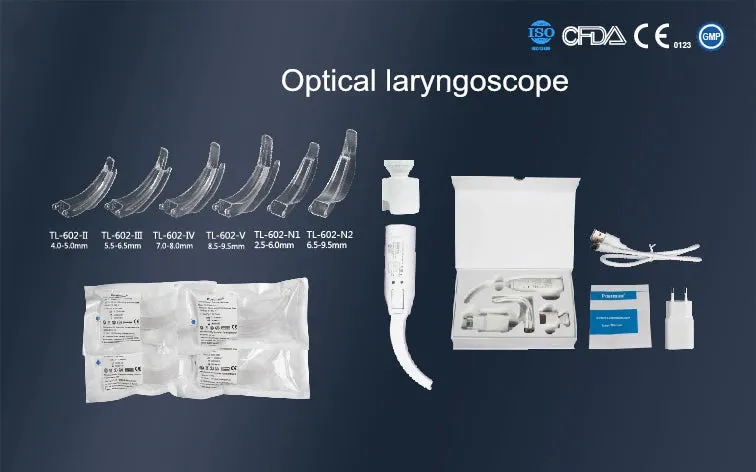 In Sight Handheld Anesthesia  Reusable Core Optical Fiber Laryngoscope Disposable Blade