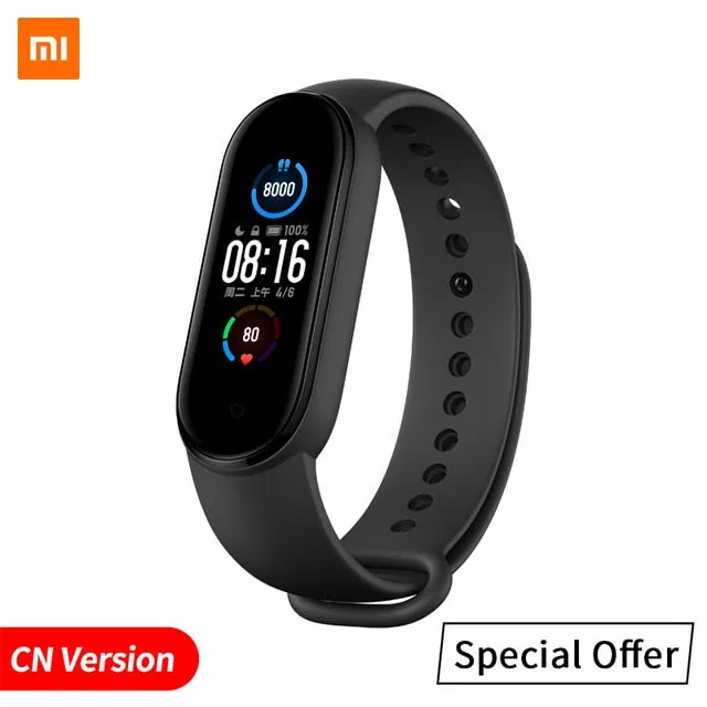 In Stock Xiaomi Mi Band 5 Smart Bracelet 1.1" AMOLED Colorful Screen Heart Rate Fitness Tracker Bluetooth 5.0 Waterproof Miband5