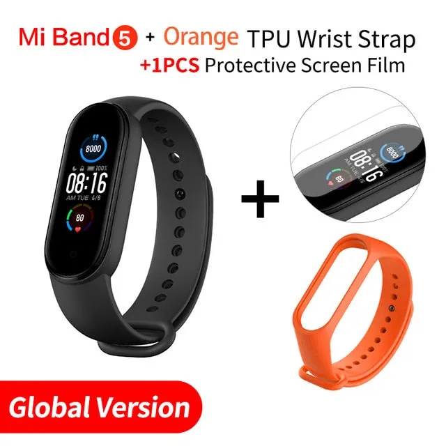 In Stock Xiaomi Mi Band 5 Smart Bracelet 1.1" AMOLED Colorful Screen Heart Rate Fitness Tracker Bluetooth 5.0 Waterproof Miband5