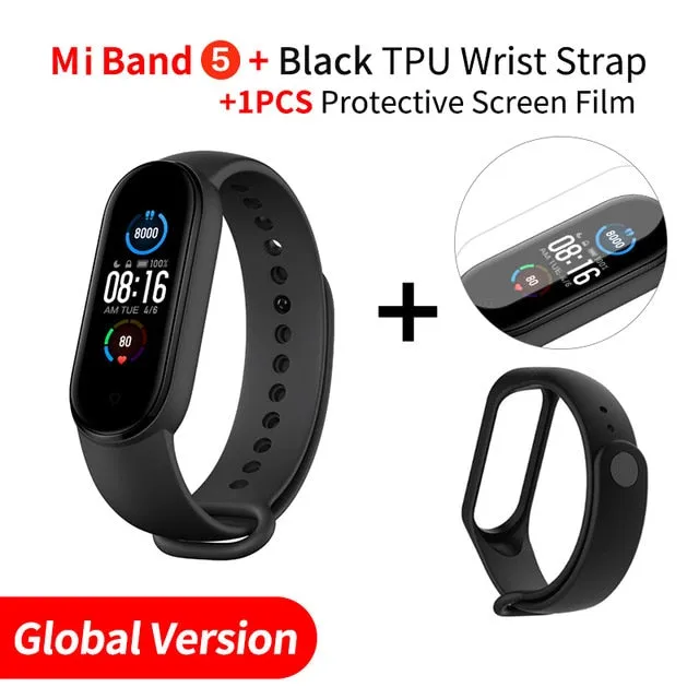 In Stock Xiaomi Mi Band 5 Smart Bracelet 1.1" AMOLED Colorful Screen Heart Rate Fitness Tracker Bluetooth 5.0 Waterproof Miband5