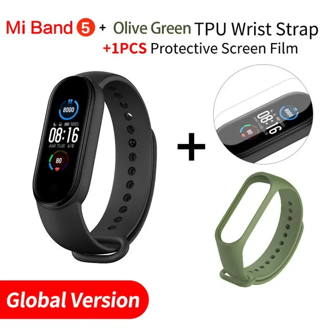 In Stock Xiaomi Mi Band 5 Smart Bracelet 1.1" AMOLED Colorful Screen Heart Rate Fitness Tracker Bluetooth 5.0 Waterproof Miband5