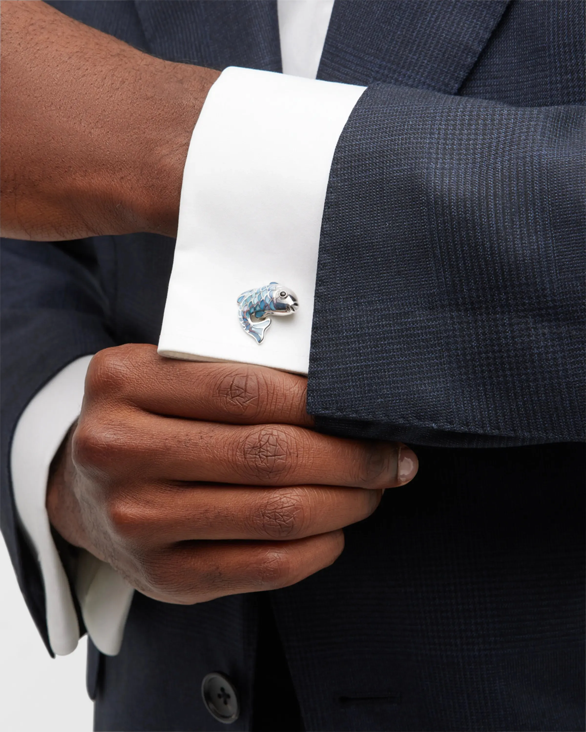 Koi Fish Mother of Pearl Sterling Cufflinks