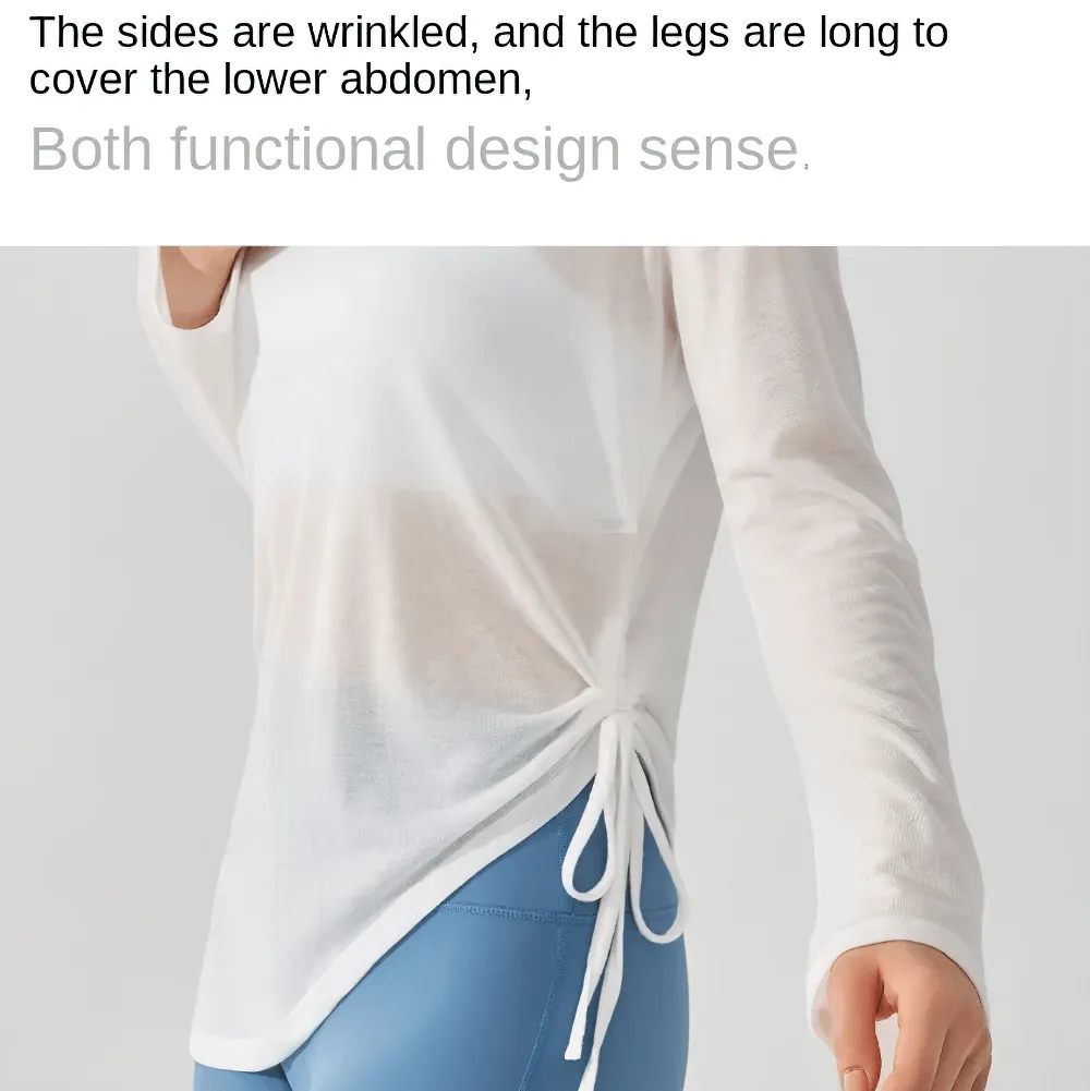 Long-Sleeve Yoga Top with Ruched Side Tie Detail - SF2316