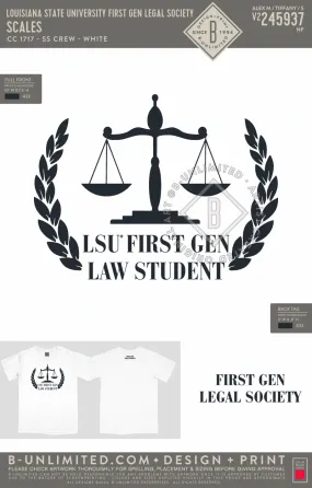Louisiana State University First Gen Legal Society - Scales - CC - 1717 - SS Crew - White