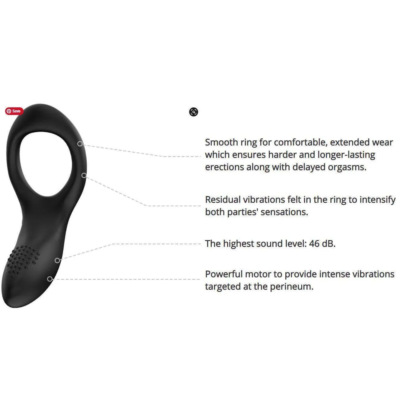 Lovense Diamo App Controlled Penis Ring Vibrator with Sound Activation Black