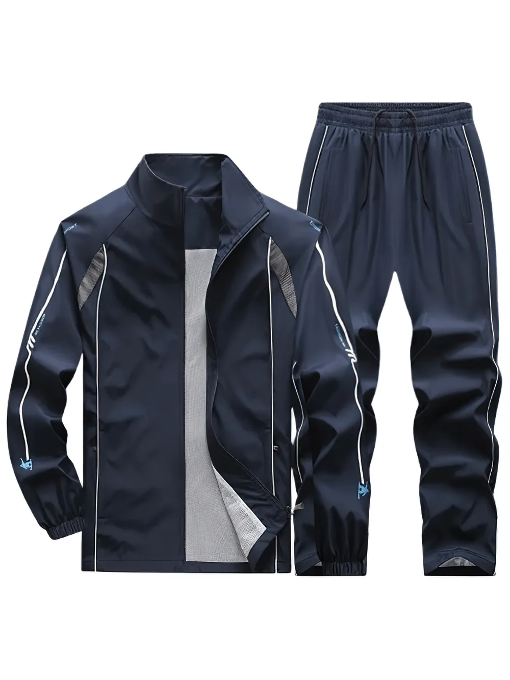 Mandarin Collar Zipper Tracksuit Set with Pockets - SF2278