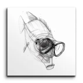 Masked Fish: Surreal Depths in Monochrome