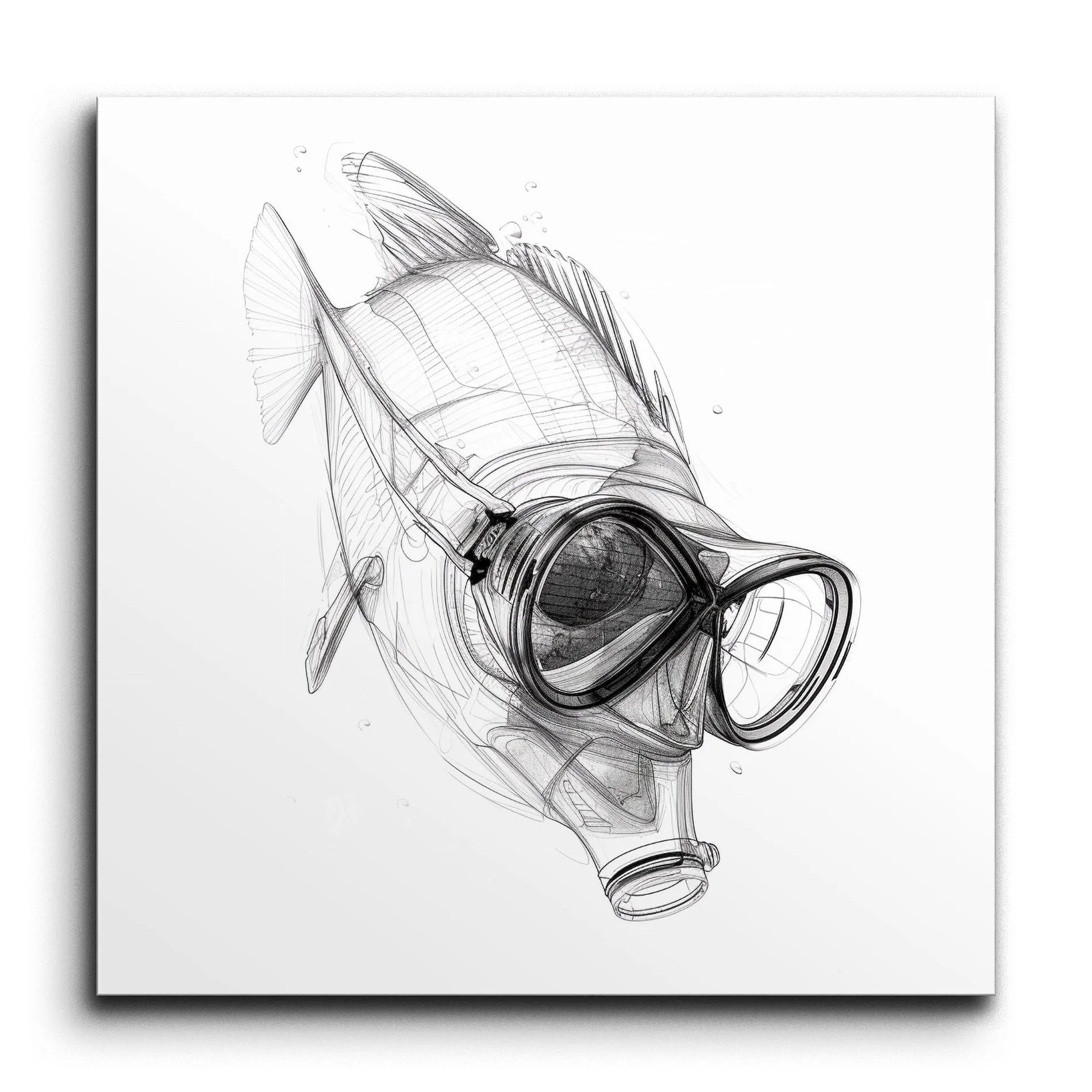 Masked Fish: Surreal Depths in Monochrome