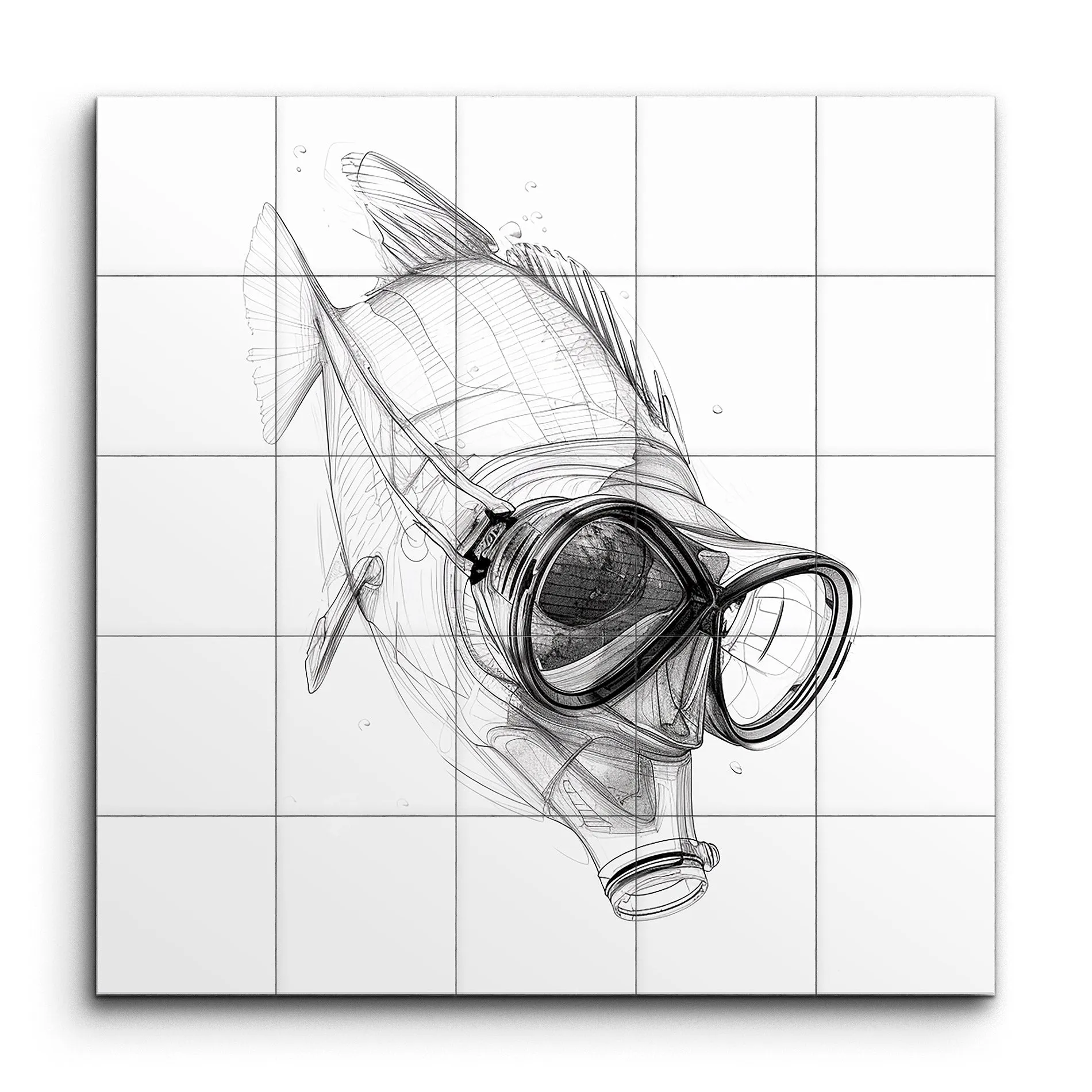 Masked Fish: Surreal Depths in Monochrome