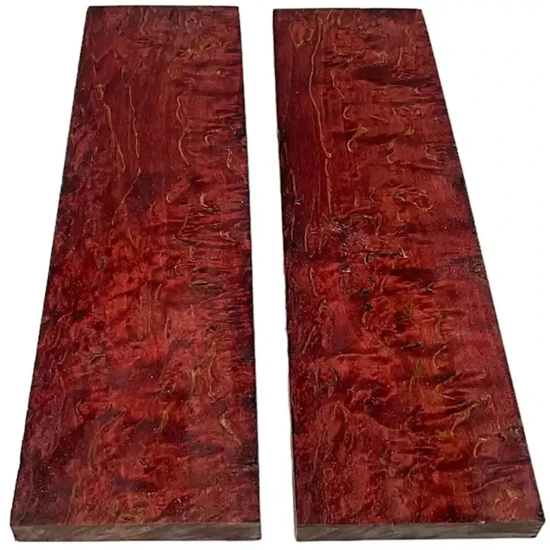 Masur Birch Wood- RED CURLY- Stabilized & Dyed by Raffir