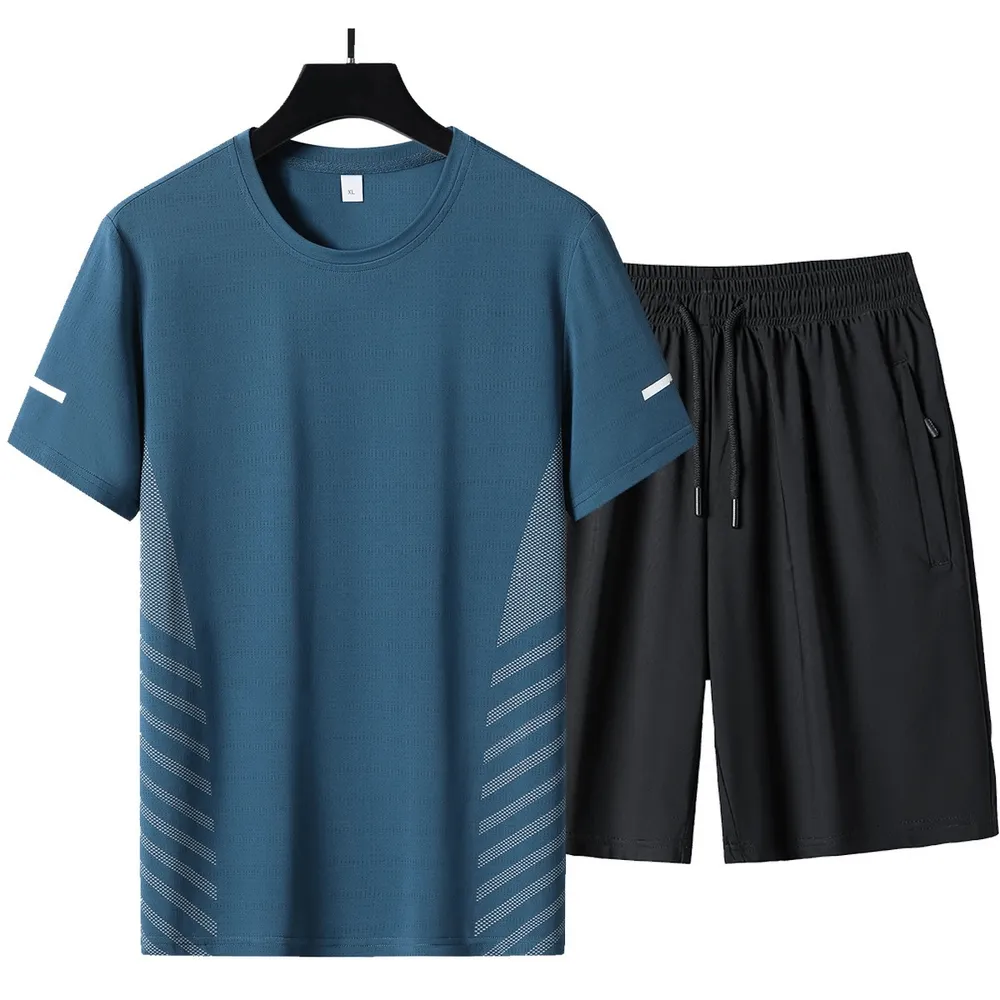 Men's Black O-Neck T-Shirt and Shorts Set - SF2033