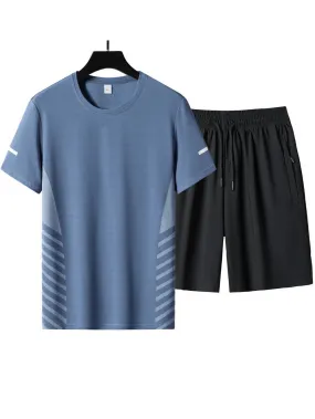 Men's Black O-Neck T-Shirt and Shorts Set - SF2033