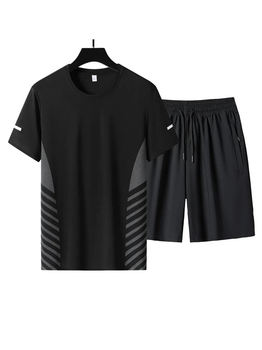 Men's Black O-Neck T-Shirt and Shorts Set - SF2033