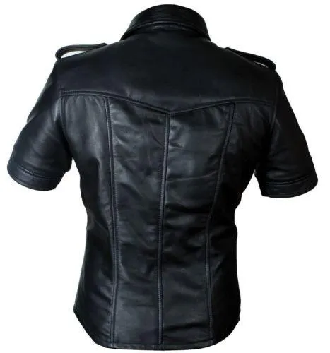 MEN'S BLACK POLICE STYLE SLIM FIT BLUFF GAY SHIRT SHEEP LAMB