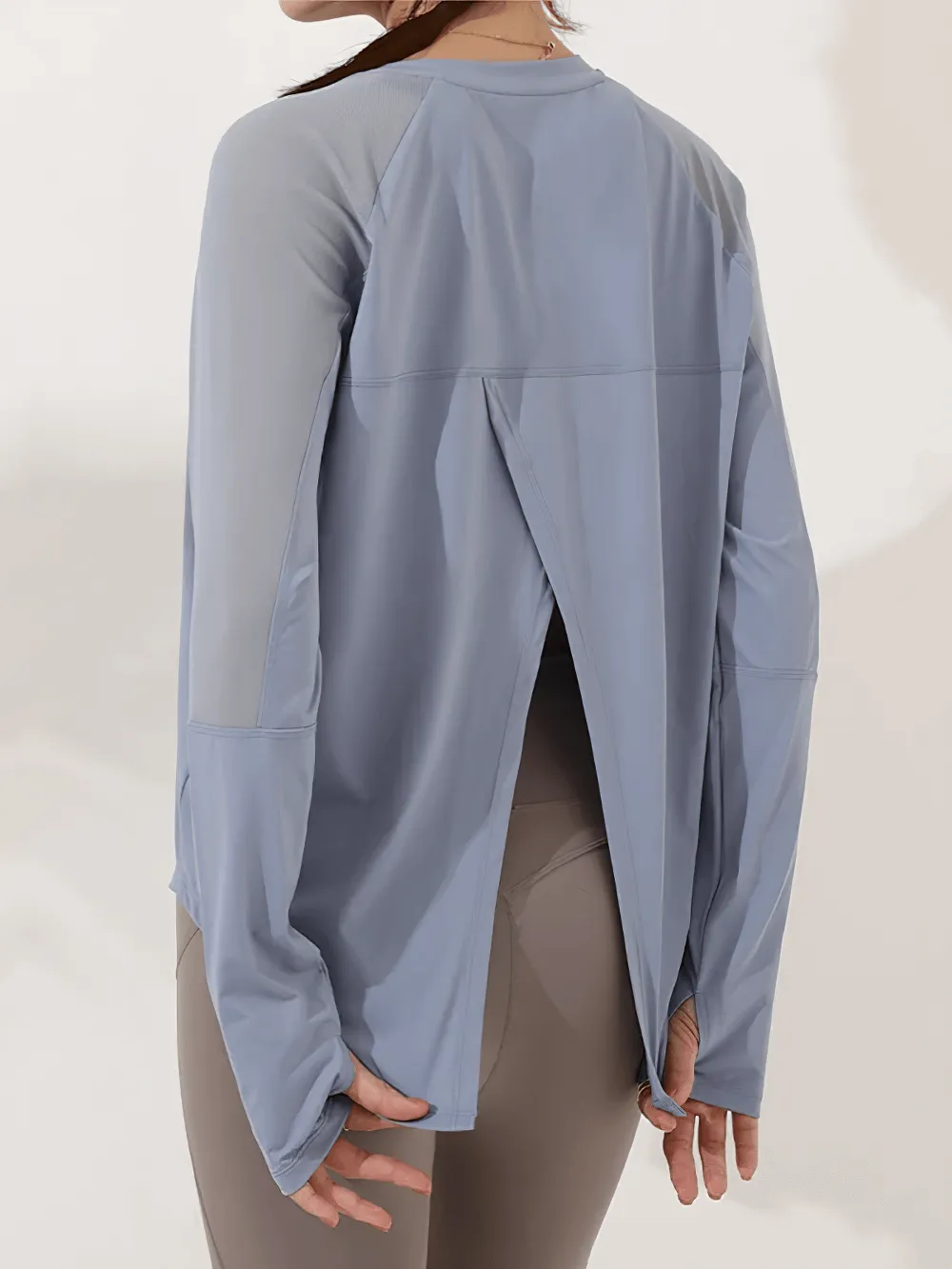 Mesh Panel Long Sleeved Yoga Top for Women - SF2321