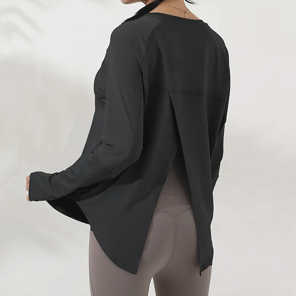 Mesh Panel Long Sleeved Yoga Top for Women - SF2321