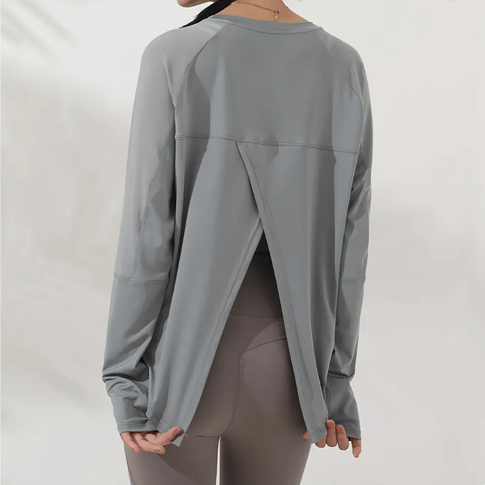 Mesh Panel Long Sleeved Yoga Top for Women - SF2321