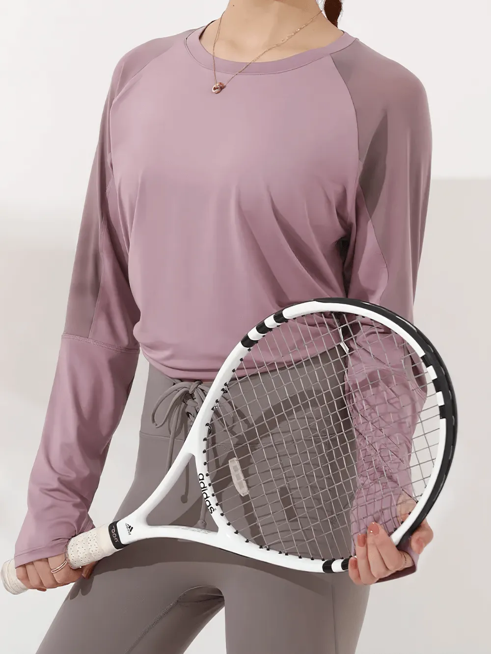 Mesh Panel Long Sleeved Yoga Top for Women - SF2321