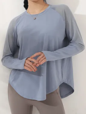 Mesh Panel Long Sleeved Yoga Top for Women - SF2321