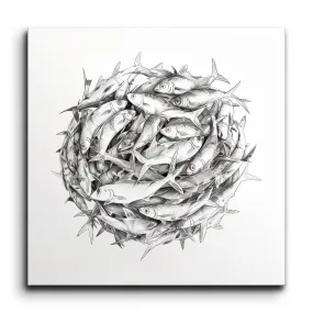 Mesmerizing Circular School of Fish Artwork