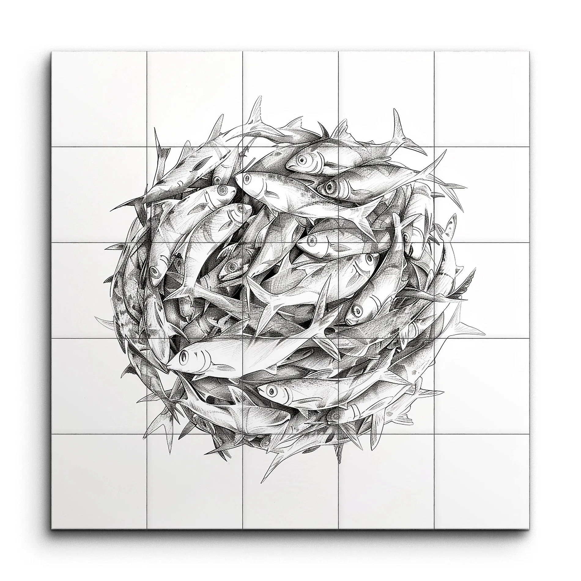 Mesmerizing Circular School of Fish Artwork