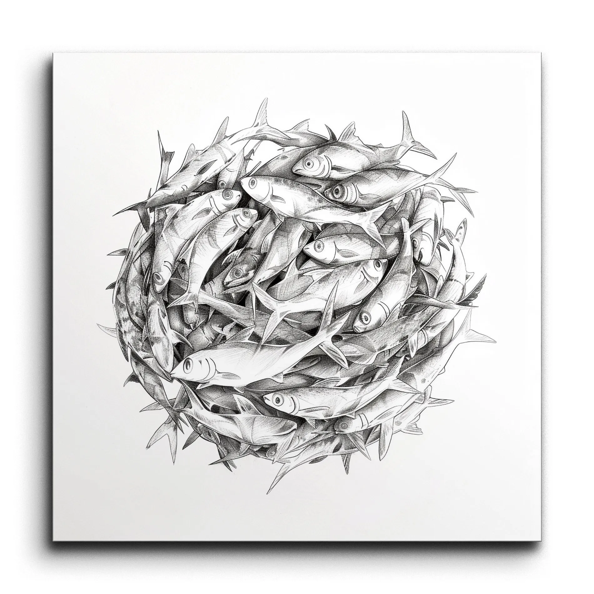 Mesmerizing Circular School of Fish Artwork