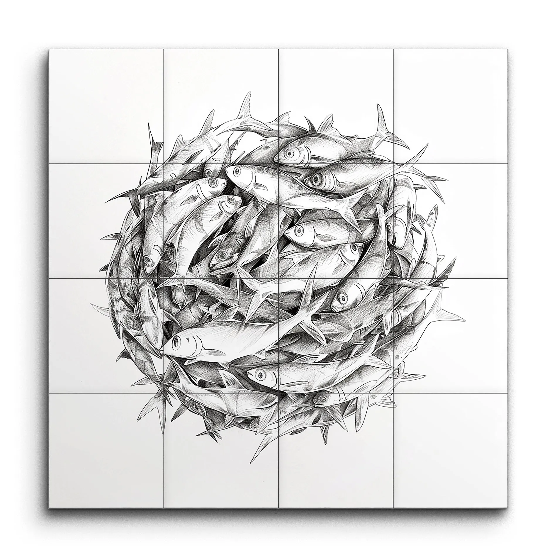 Mesmerizing Circular School of Fish Artwork